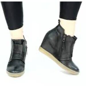 Miz Mooz Alisa Gray  leather wedged Ankle Boots Size 39